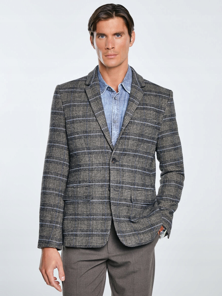 Big Star Sako s příměsí kostkované vlny hnědá Filo 803 L