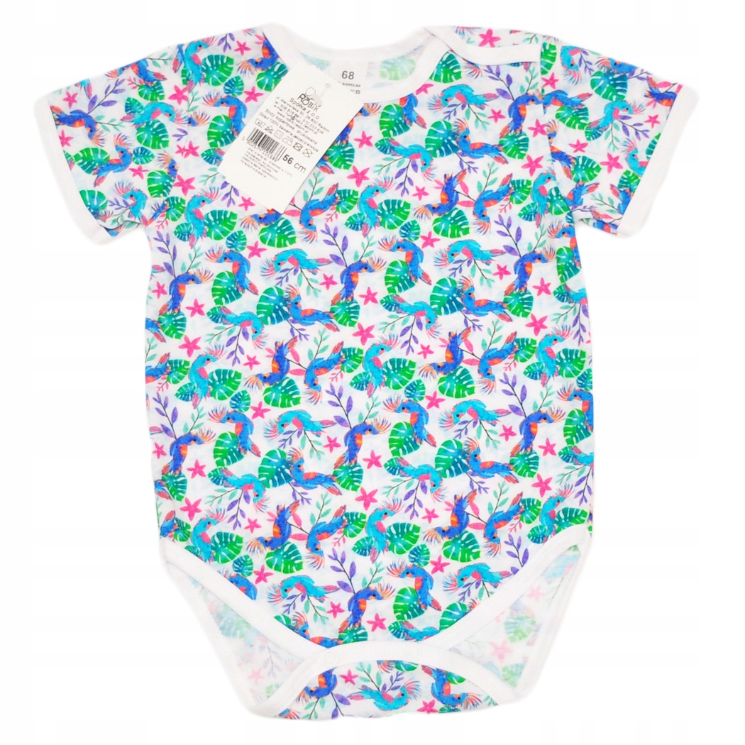 

Body bawełniane w papugi krótki rękaw Robik r.80
