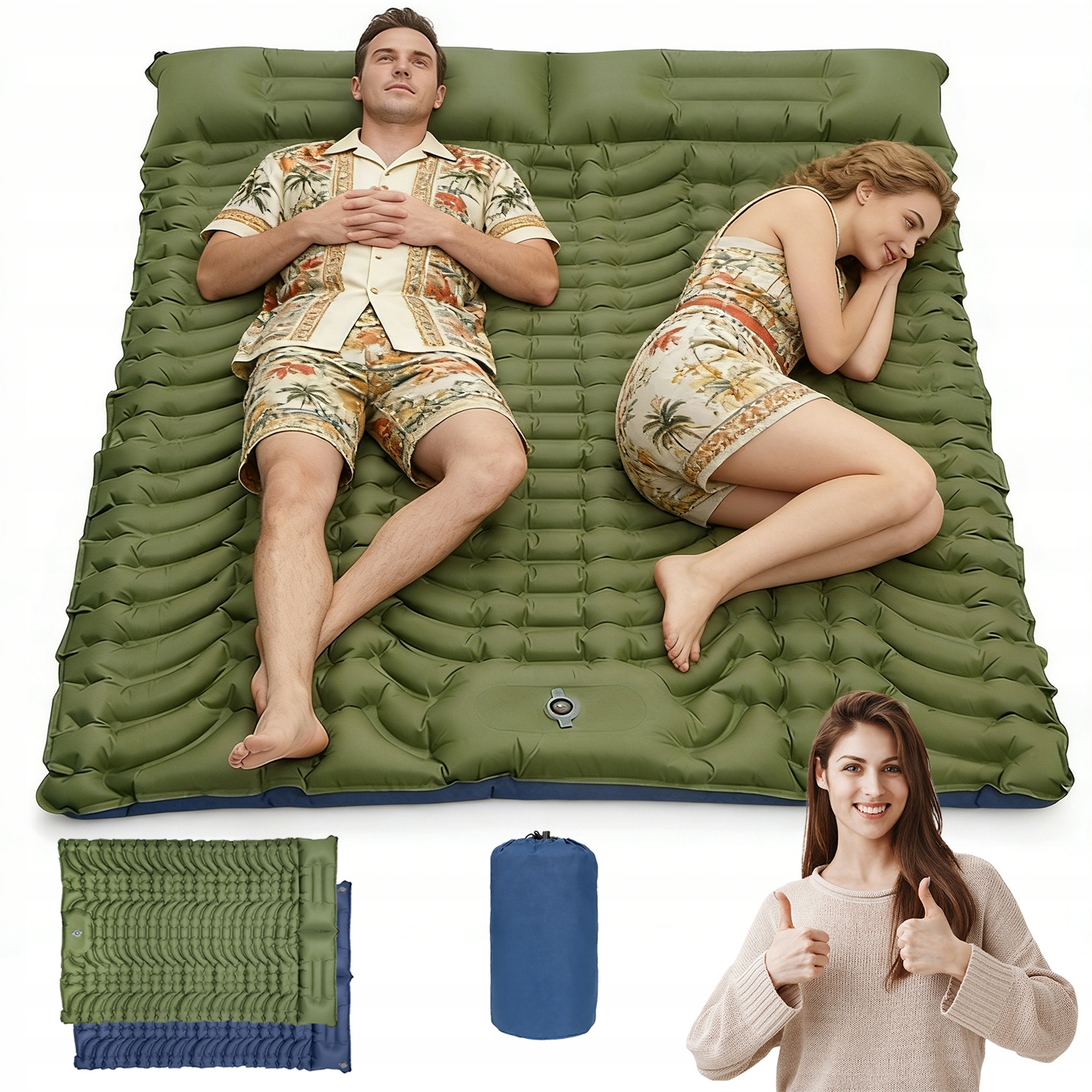 Mata Samopompująca Karimata Dmuchana Trekkingowa Z Poduszką 195X135X10 CM