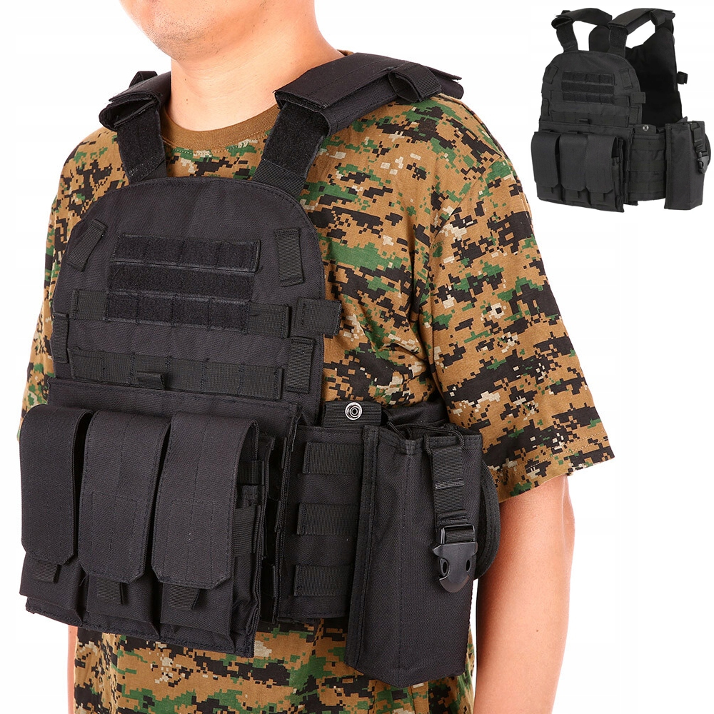 Vojenská taktická vesta Military Ochranná vesta černá