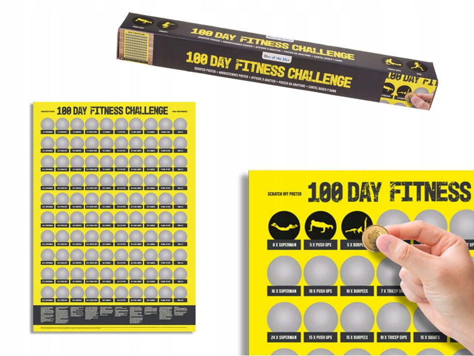 

Plakat zdrapka 100 dni Fitness challenge Ćwiczenia