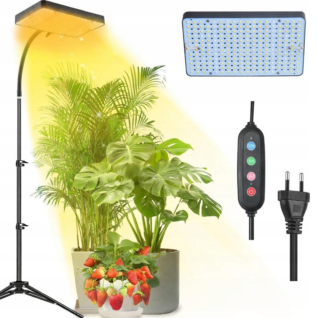 Led lampa pro rostliny se stojanem a časovačem, výkon 25 W, zástrčka Eu