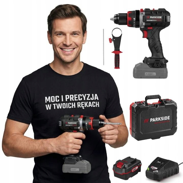 Wiertarko-Wkrętarka Udarowa Parkside 20V 64Nm +aku 4Ah ładowarka +Walizka