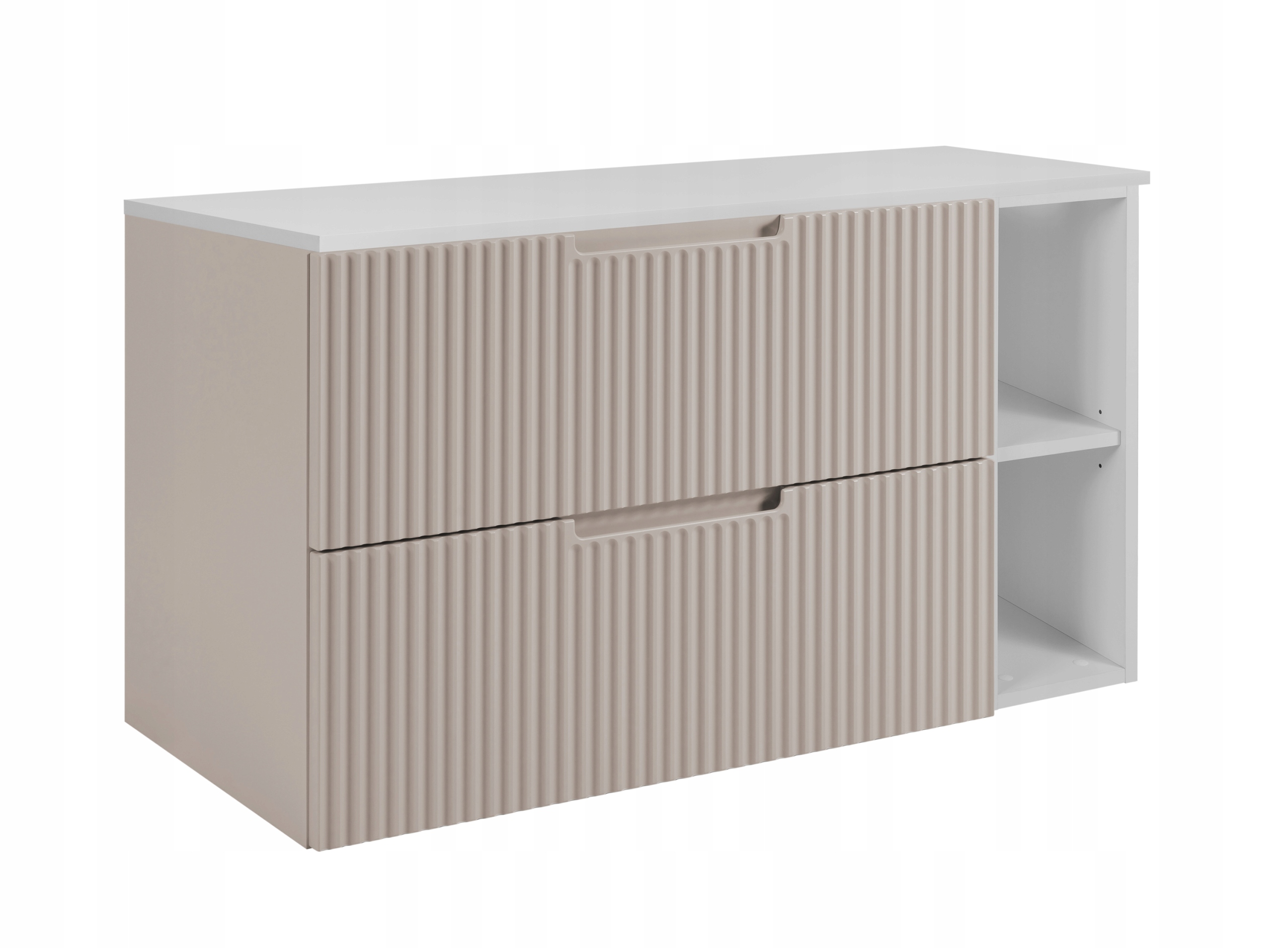 Koupelnová skříňka Pod Umyvadlo 100 kašmír bílá módní Rýhovaná Přední Část Mdf