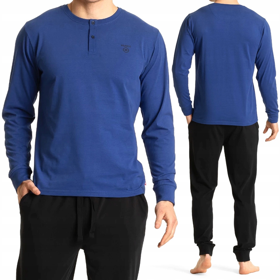 Pánské pyžamo s dlouhým rukávem 100% bavlna Atlantic NMP-360 XXL