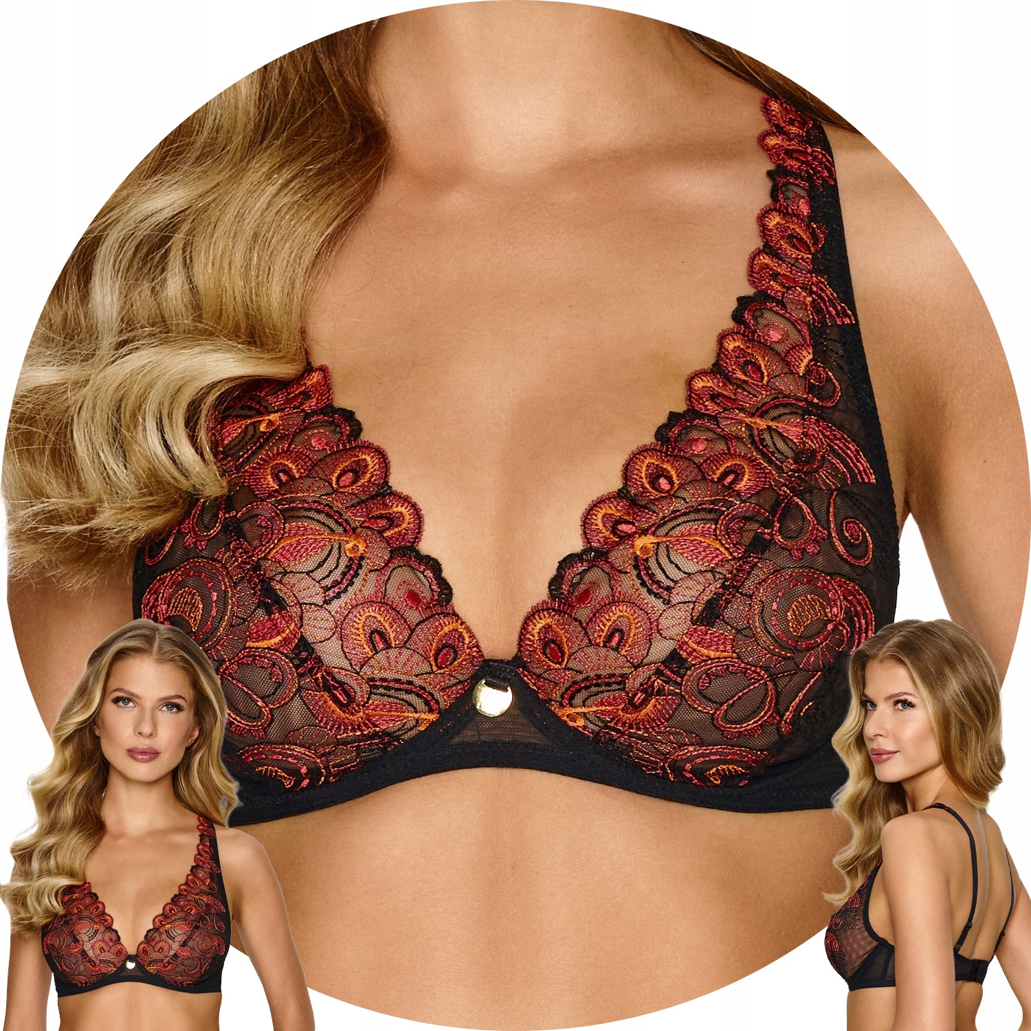 Lupo 2613 Podprsenka měkká černo-červená 70B