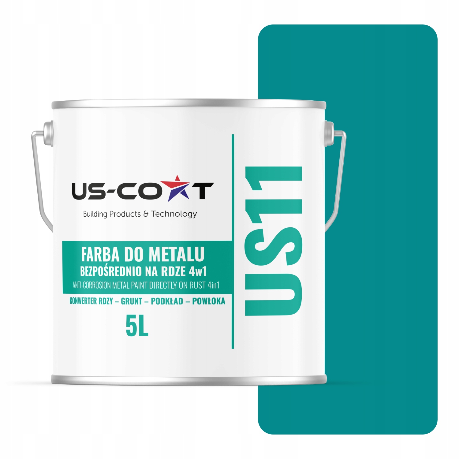 Farba Na Kov Na Plech 4v1 Modrá Tyrkysová RAL5018 Lesk 5L