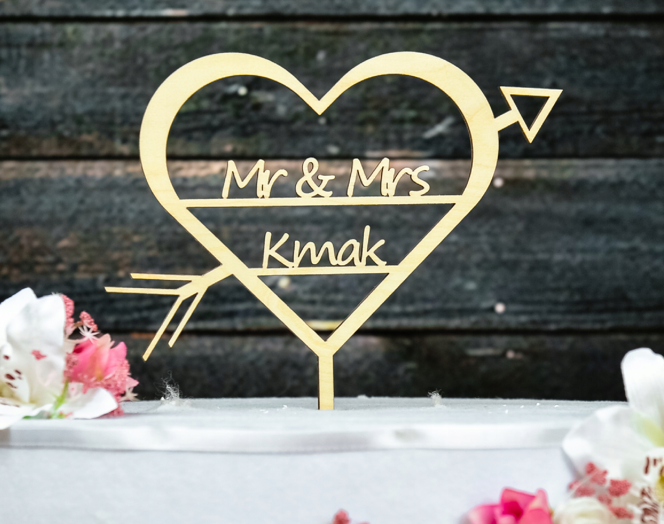 Topper TŚD-6-Mr & Mrs Ślub Wesele Drewniany Marka Dekor Laser