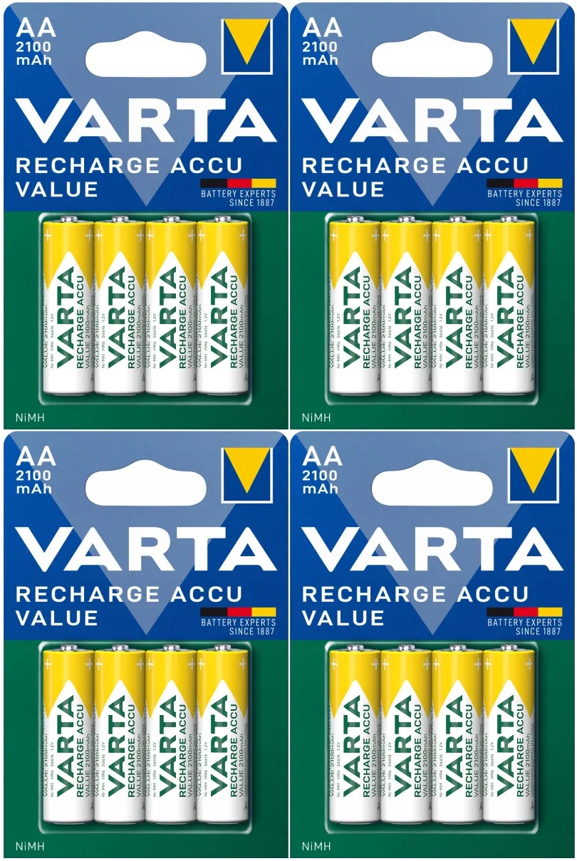 16 x Akumulátory Varta R6 Aa 2100 mAh Baterie Pro Fotoaparát Hračky Pilota Padu