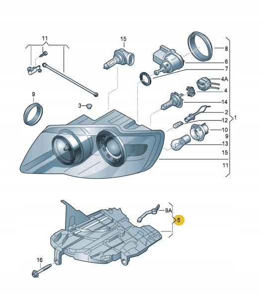 7L6941292 - Слайд HEADLAMP GUIDE VW Touareg 7L right