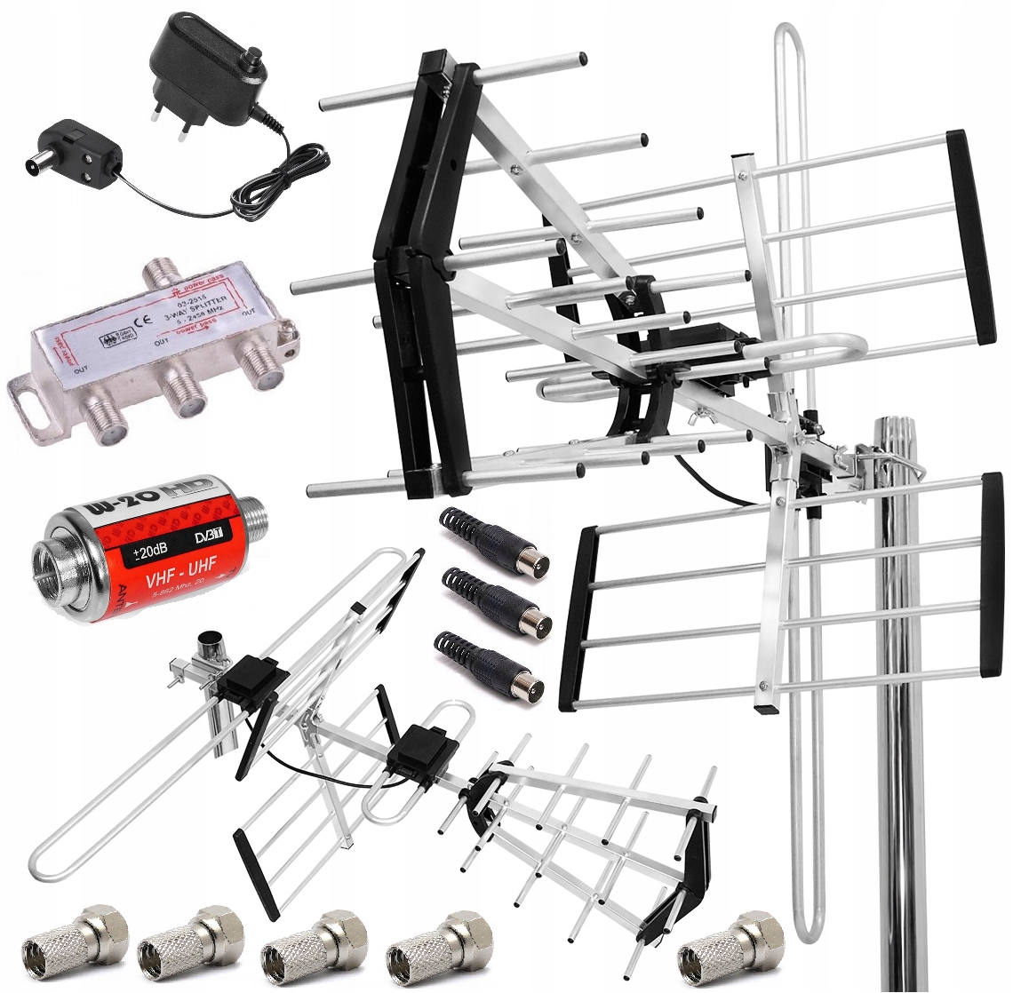 NAJMOCNIEJSZY ZESTAW DVB-T2 NA 3 TV ANTENA COMBO FILTR LTE MUX8 4K 200km