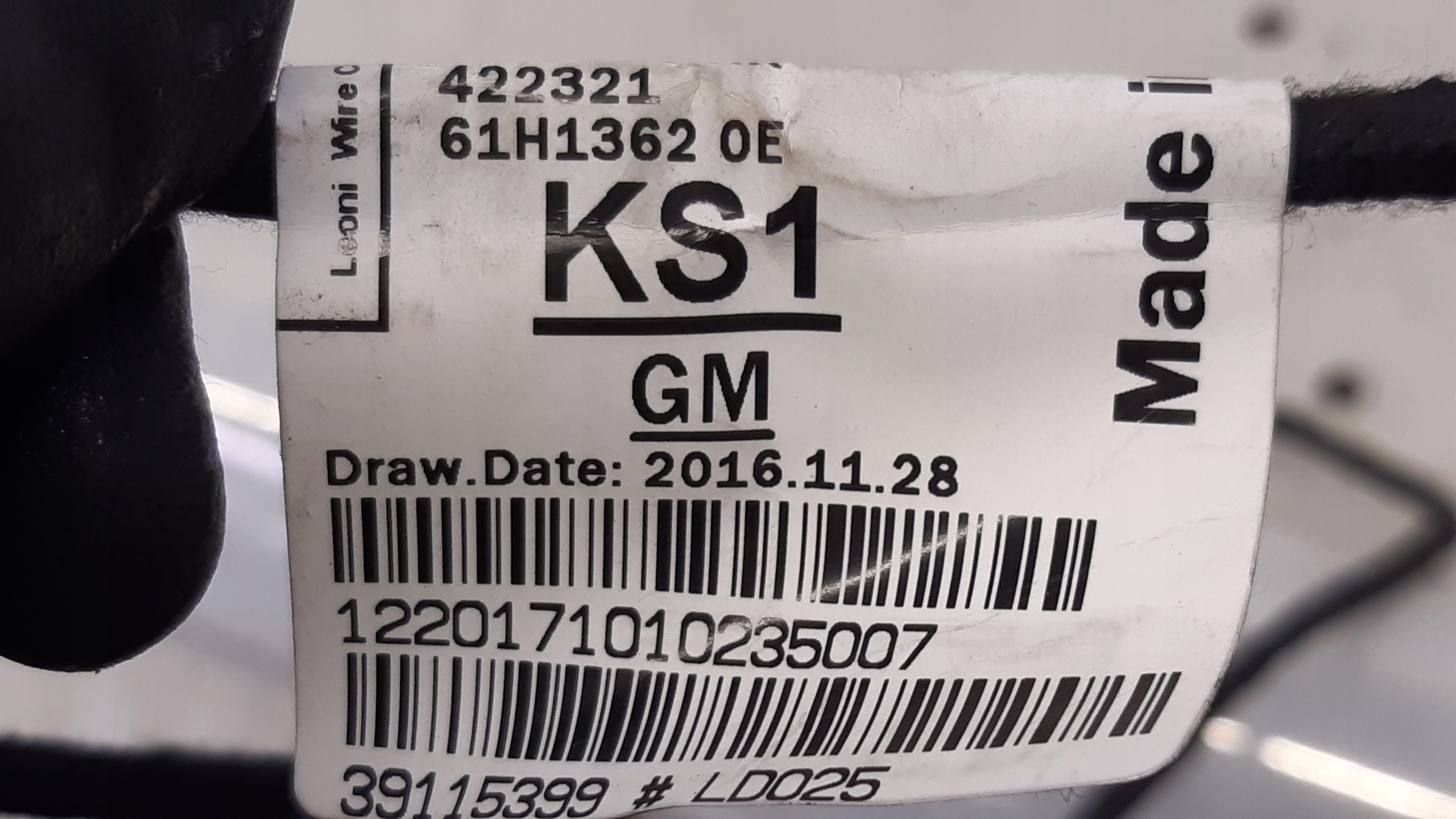 cablaggio PDC 39115399 Opel Astra K