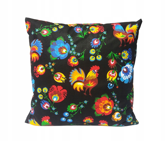POSZEWKA bawełna 50x50 Koguty czarne