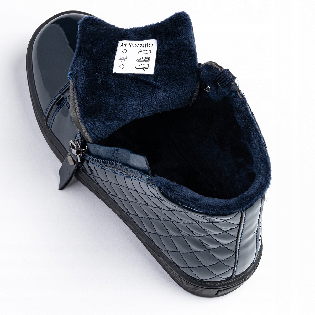 Trzewiki ocieplane SUWAK botki pikowane lakierowane wygodne lekkie Wojtyłko Materiał skóra ekologiczna