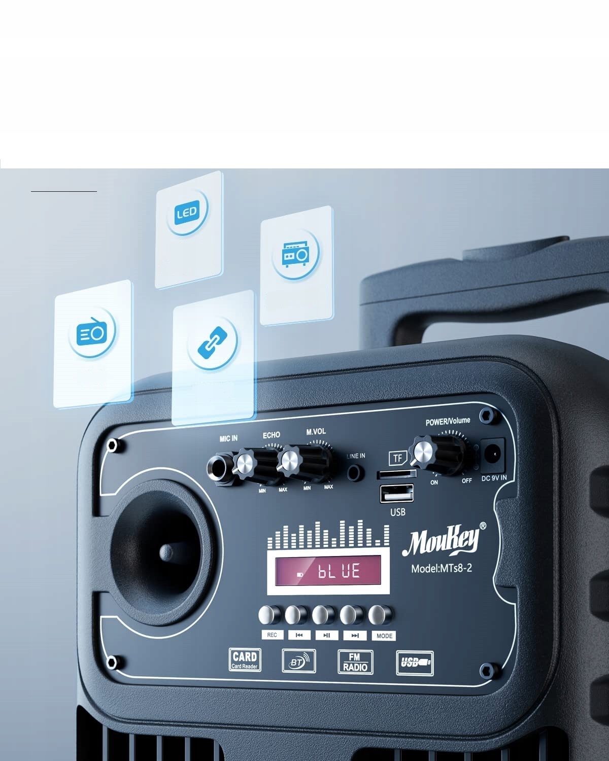 MINI GŁOŚNIK PRZENOŚNY BLUETOOTH MOUKEY MTS8-2 FM Kod producenta x