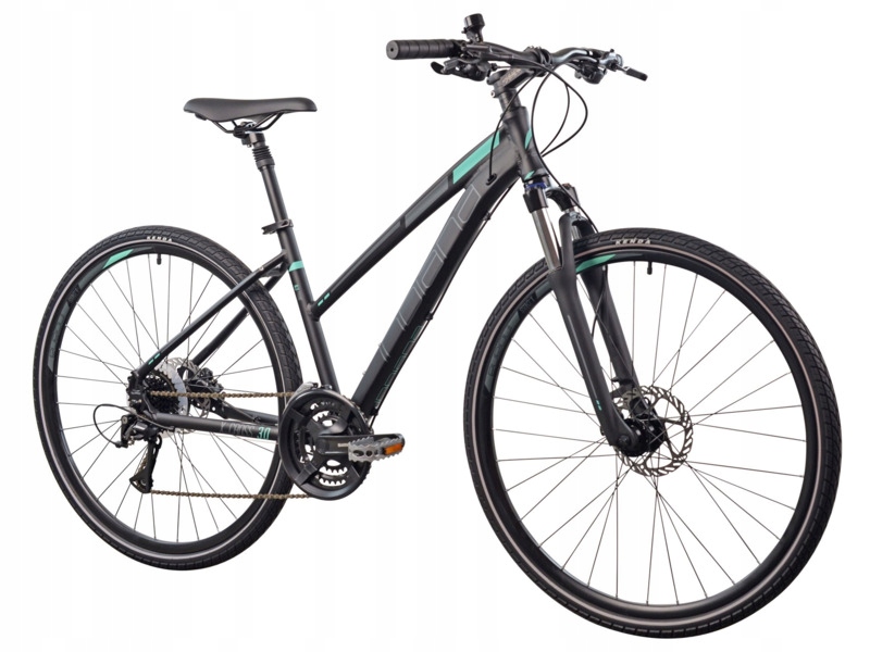 Rower crossowy Indiana X-Cross 3.0 D21 damski Czarno-turkusowy 2024