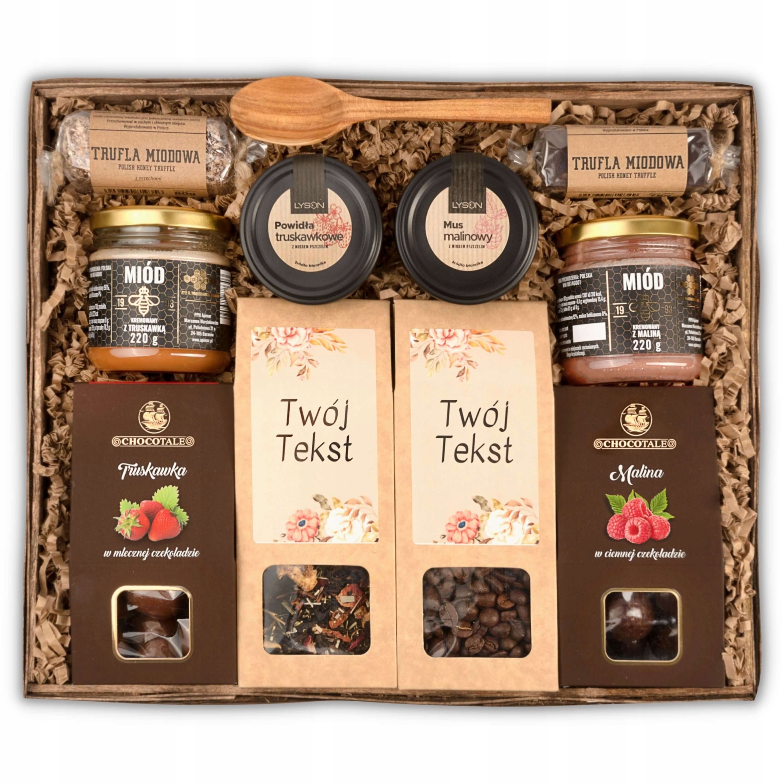 Kosz Prezentowy Zestaw Nadruk Podziękowanie Dla Chrzestnych Ślub Komunia