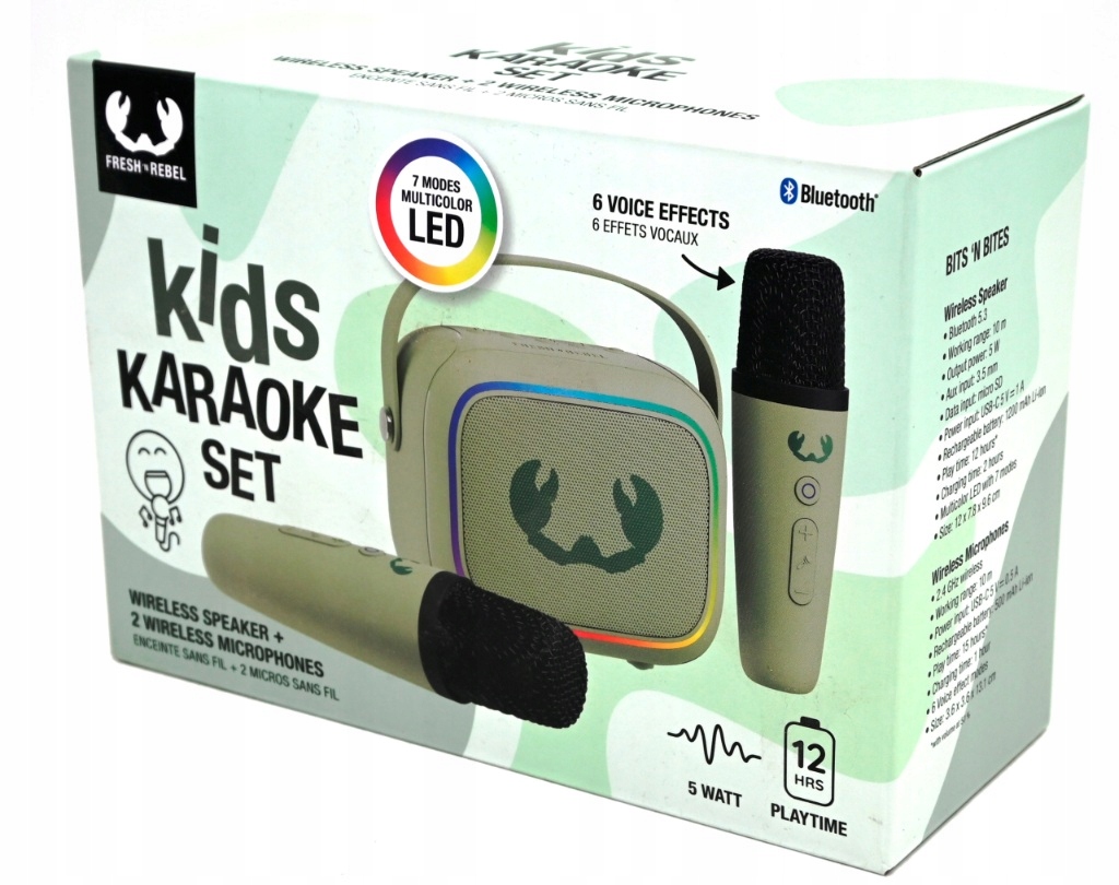 Přenosný set Fresh 'n Rebel Karaoke Kids reproduktor +2 x mikrofon Zelený
