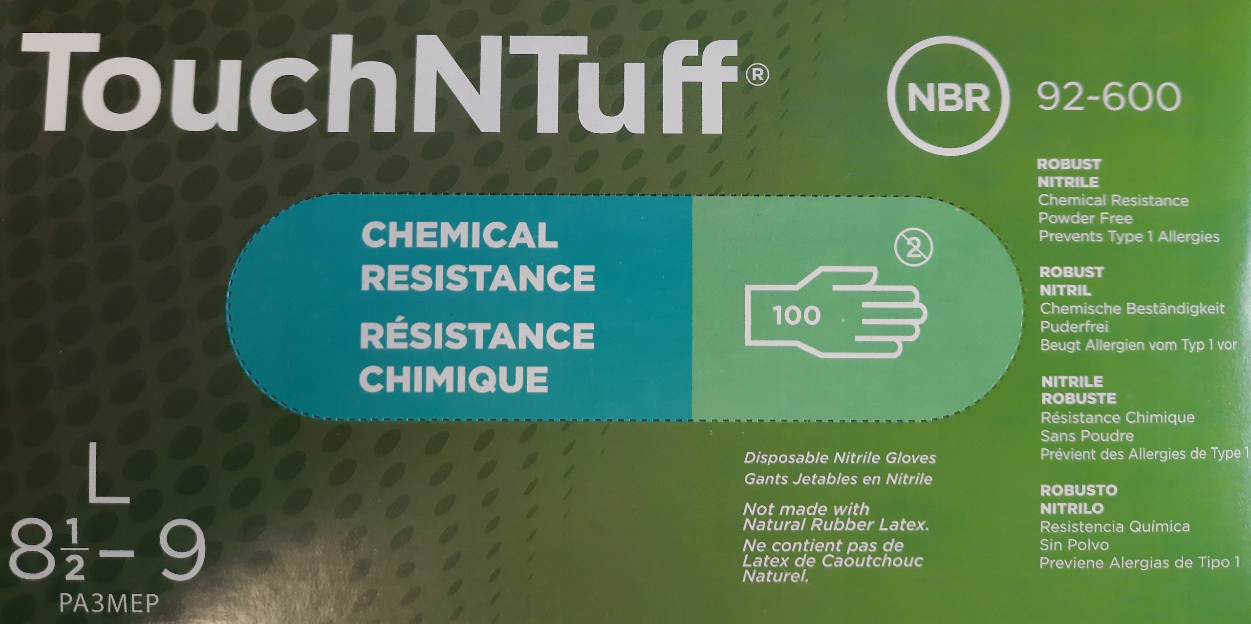 

Ansell 92-600 chem. rękawiczki Nitrylowe L*100
