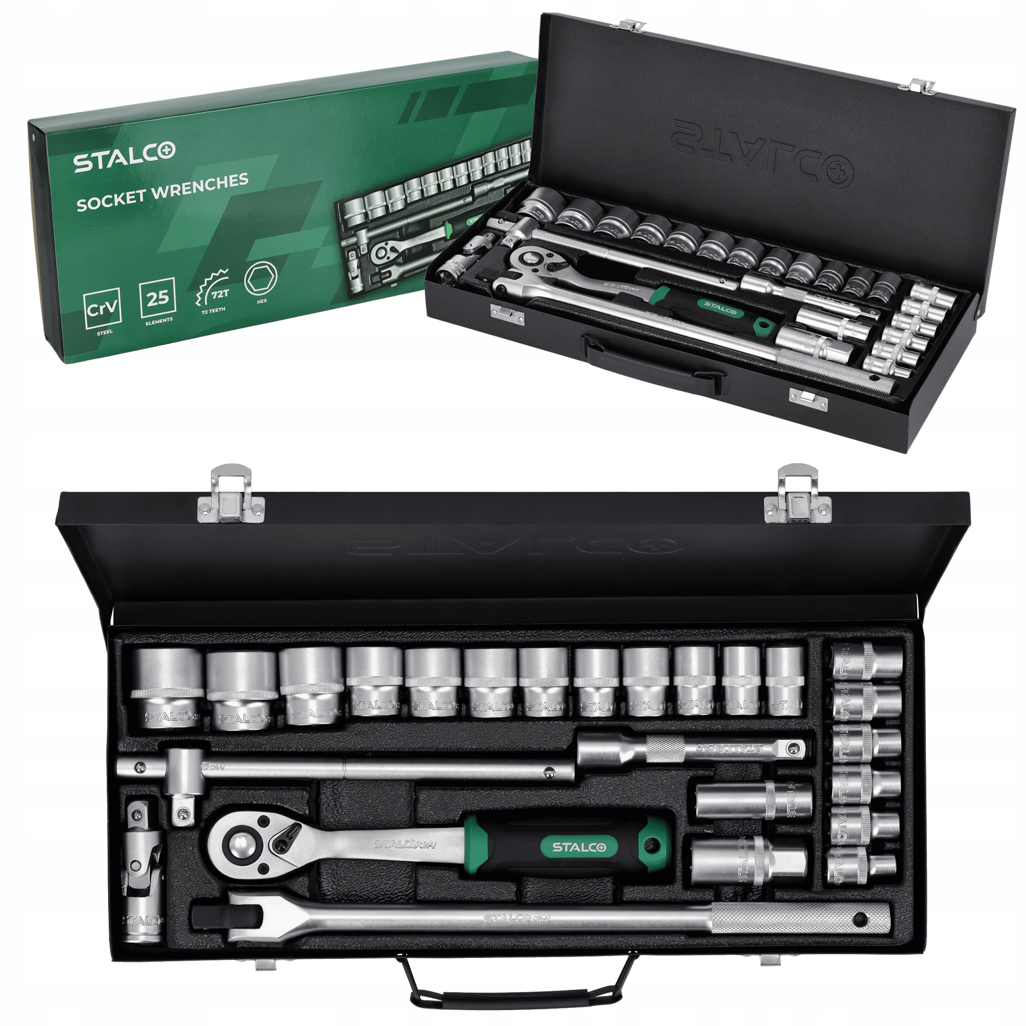 Sada Hlavíc S Račňou 90T 1/2” 25 Dielov Kufrik Stalco