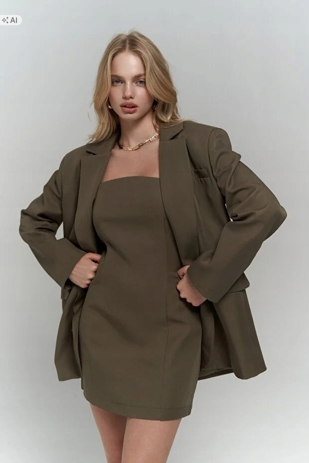 Elegantní Mokka Oversize Sako Z Měkké Tkaniny Xs 5IA