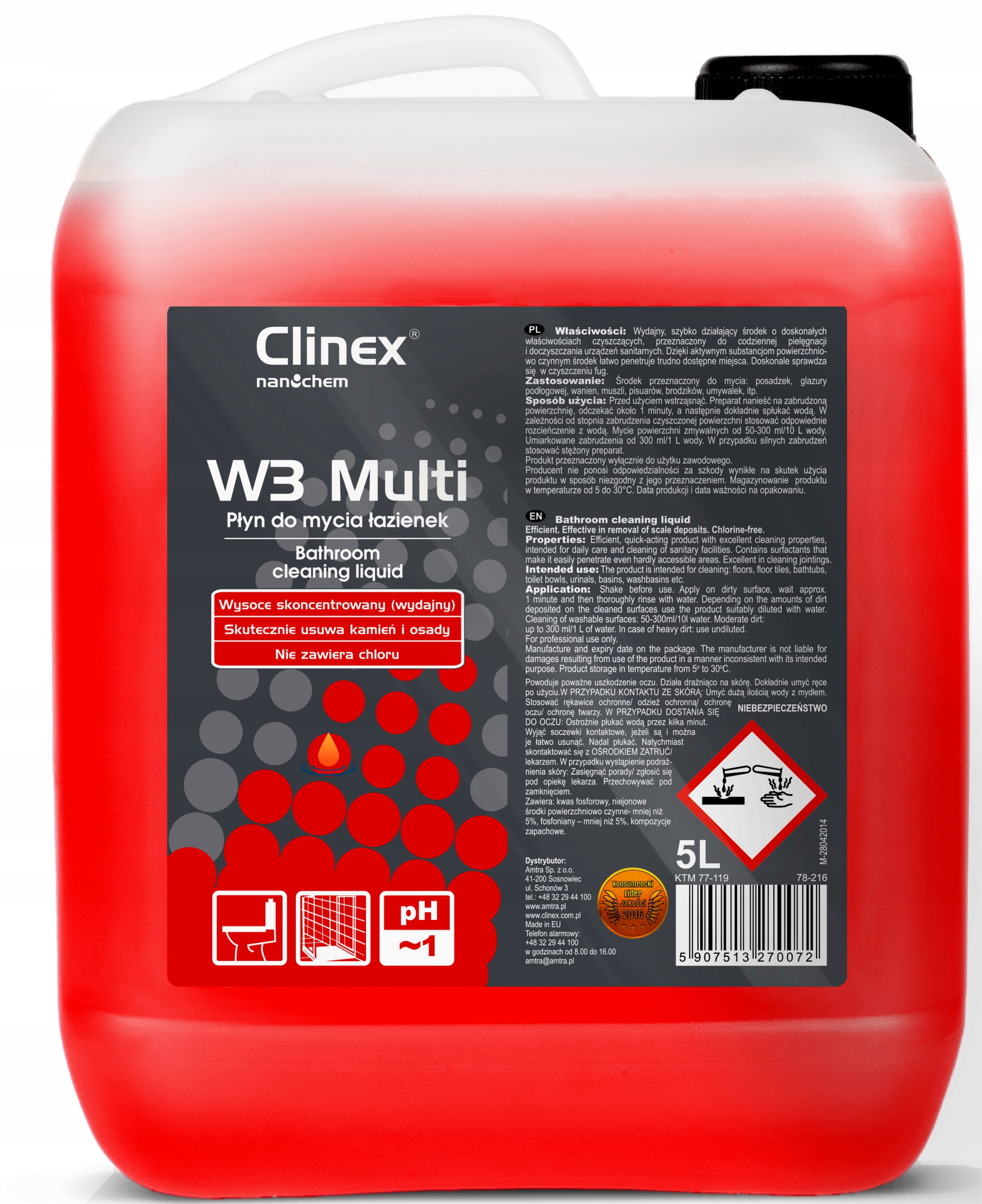 Levně Clinex W3 Multi 5L Koncentrát na mytí koupelen