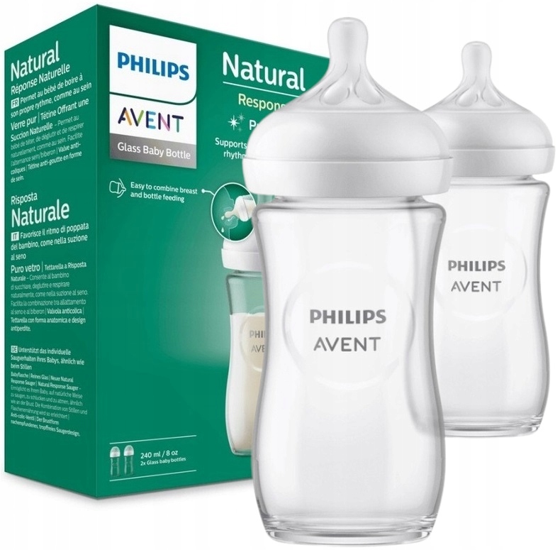 PHILIPS AVENT 2x SZKLANA BUTELKA DO KARMIENIA NATURAL RESPONSE ZESTAW