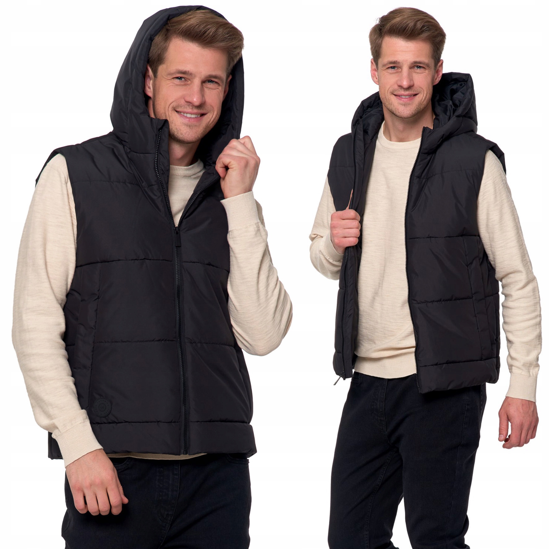 Pánská Bunda Bez Rukávů S Kapuce A Kapsami Moraj Černá 3XL