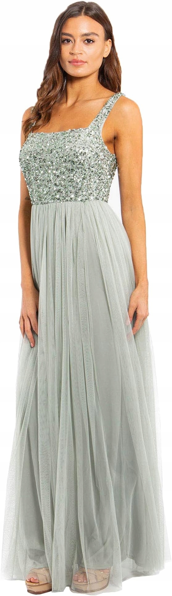 Maya Deluxe Šaty S Flitry A Tylem Zelená 38 6EA