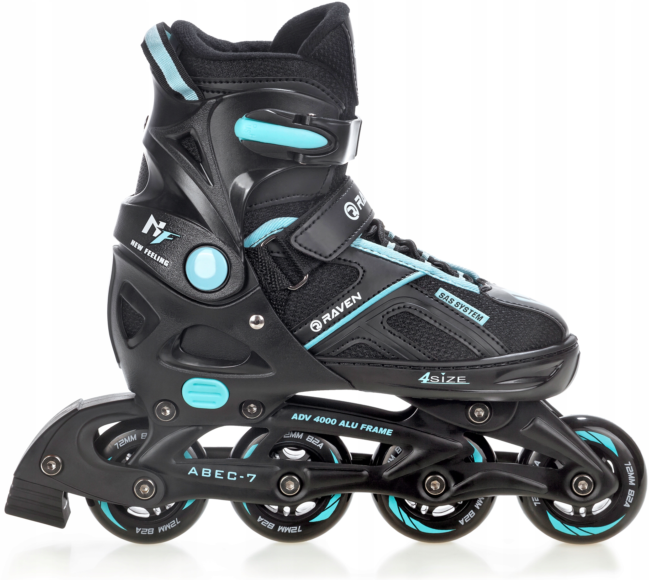 Rolki Łyżwy figurowe 2w1 Regulowane RAVEN Pulse Black/Cyan 33-36 EAN (GTIN) 5903576011249