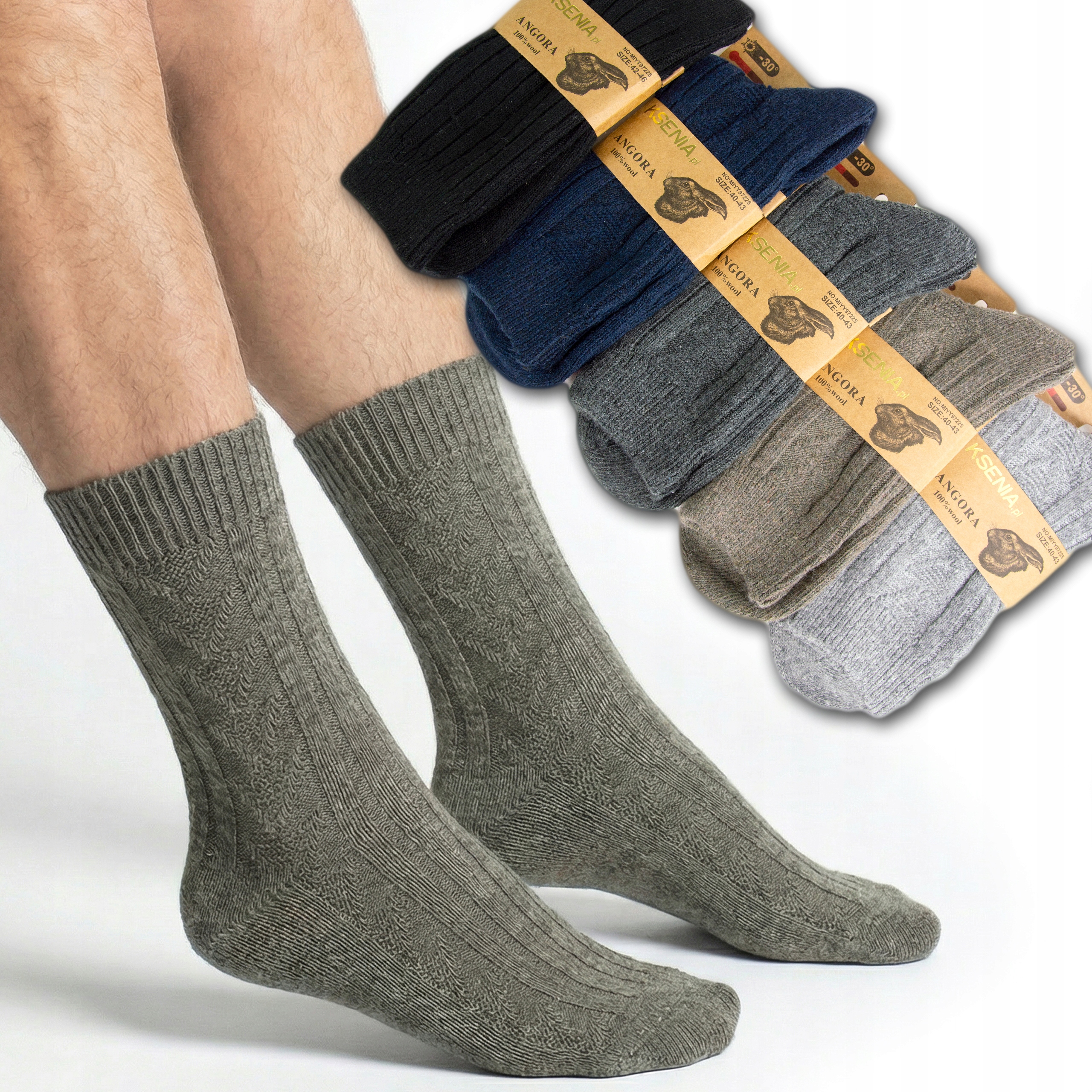 Pánské ponožky Vlněné Angora odolné, teplé, beztlakové Trekking 42-46