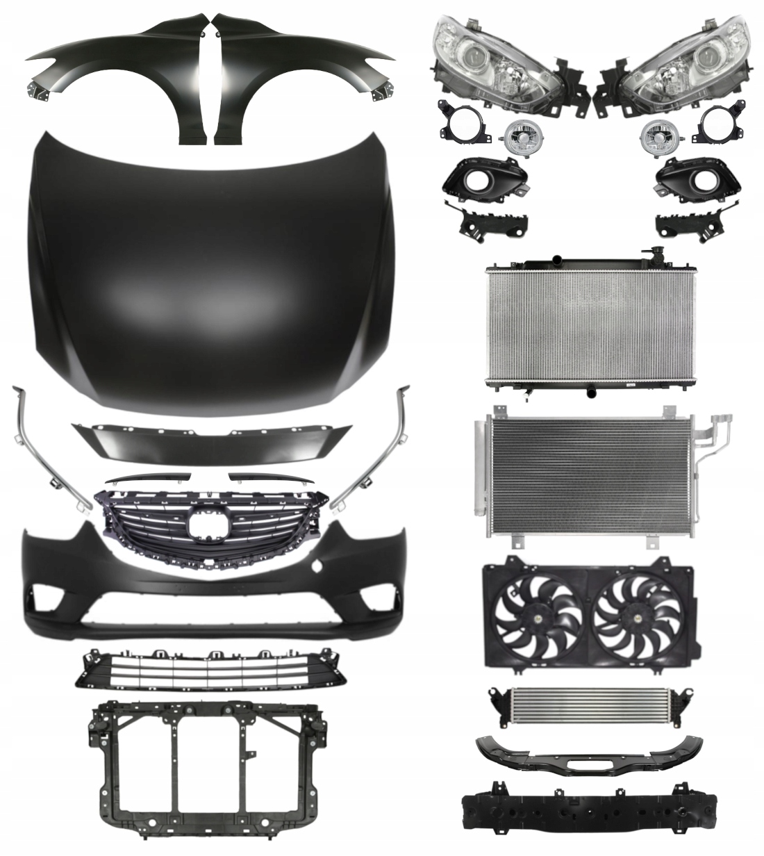 Mazda 6 12-15 Maska Zderzak Błotnik Pas ZESTAW CZĘŚCI