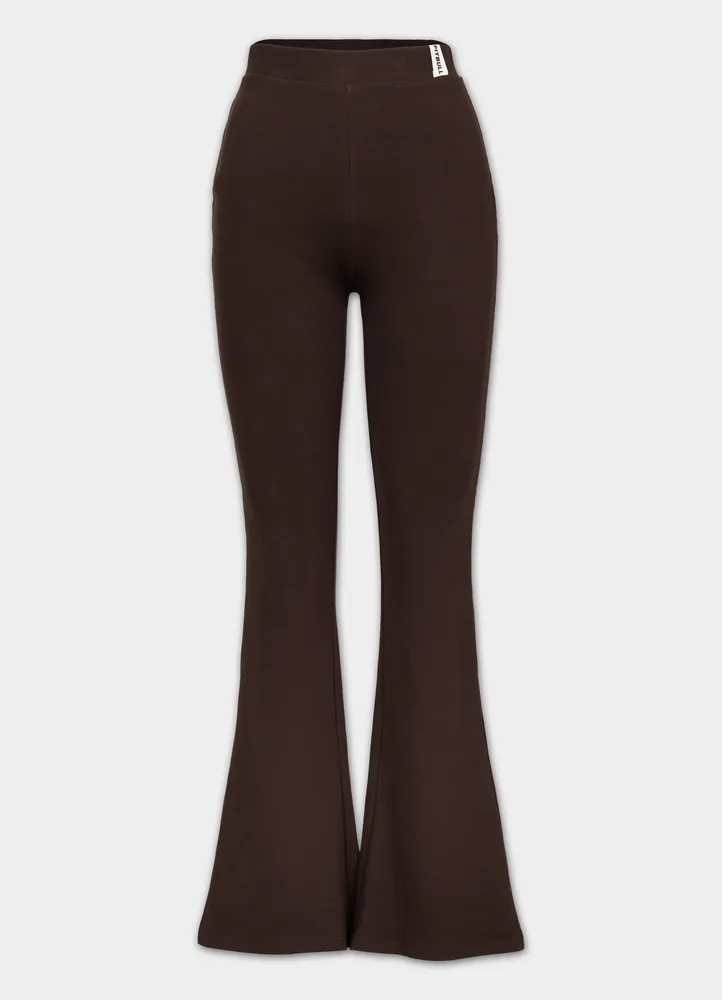 Dámské kalhoty Pitbull Flare Rib Layla z žebrovaného elastického materiálu