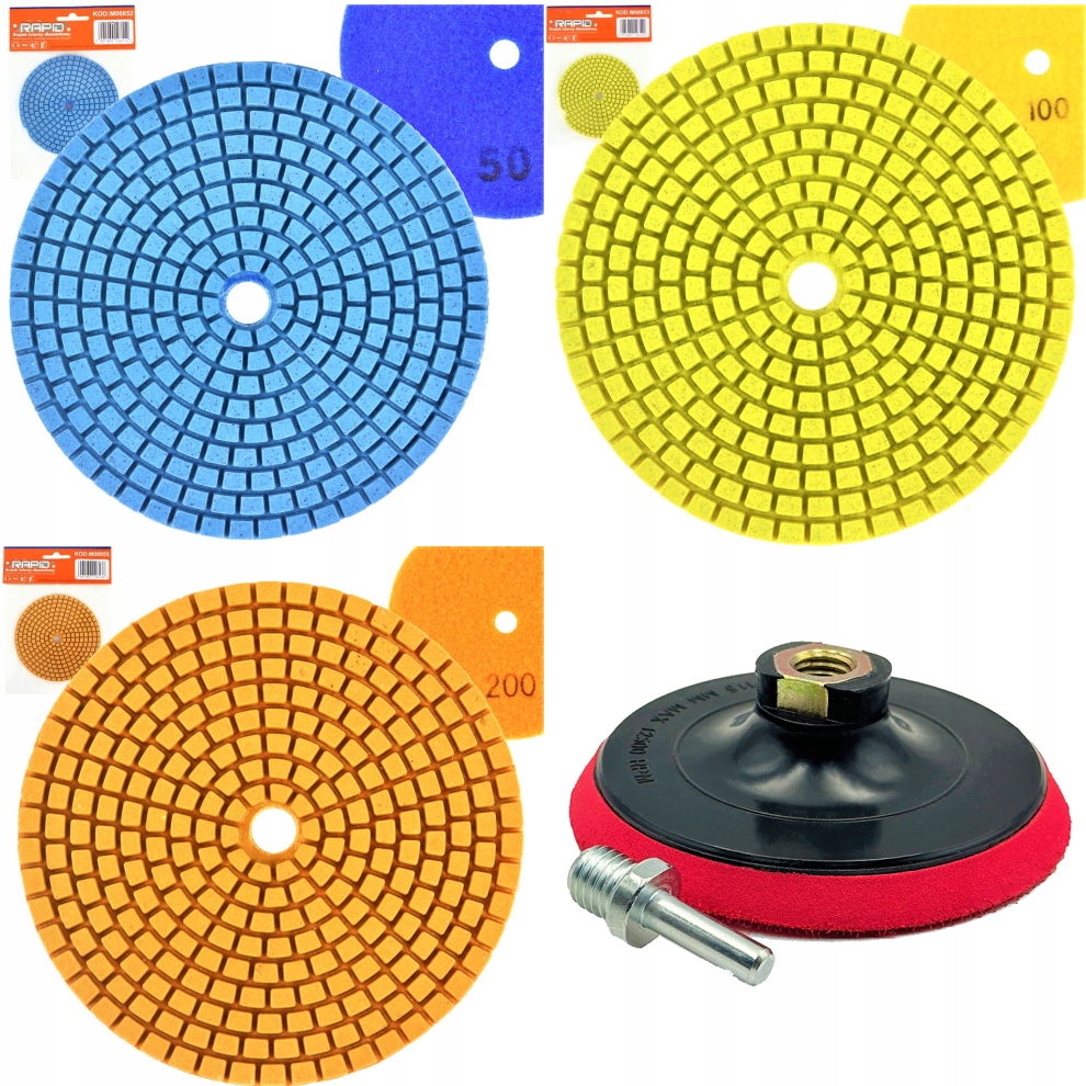 ZESTAW TARCZA DIAMENTOWA DO GRESU PŁYTEK KAMIENIA NA SUCHO MOKRO + DYSK M14