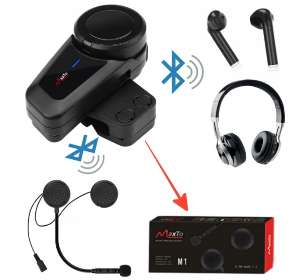 Interkom Motocyklowy MaxTo M2 Konferencja 2 KASKI Additional Functions phone pairing navigation pairing FM radio mp3 player