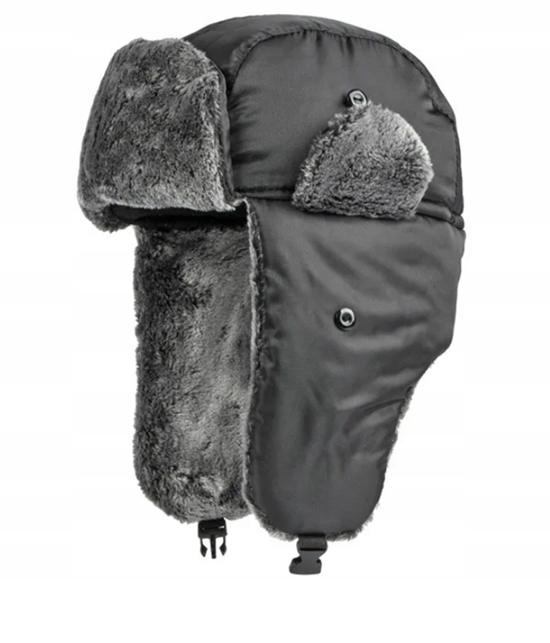 CZAPKA PILOTKA CZARNA USZATKA MŁODZIEŻOWA ZIMOWA MĘSKA CIEPŁA NA USZY