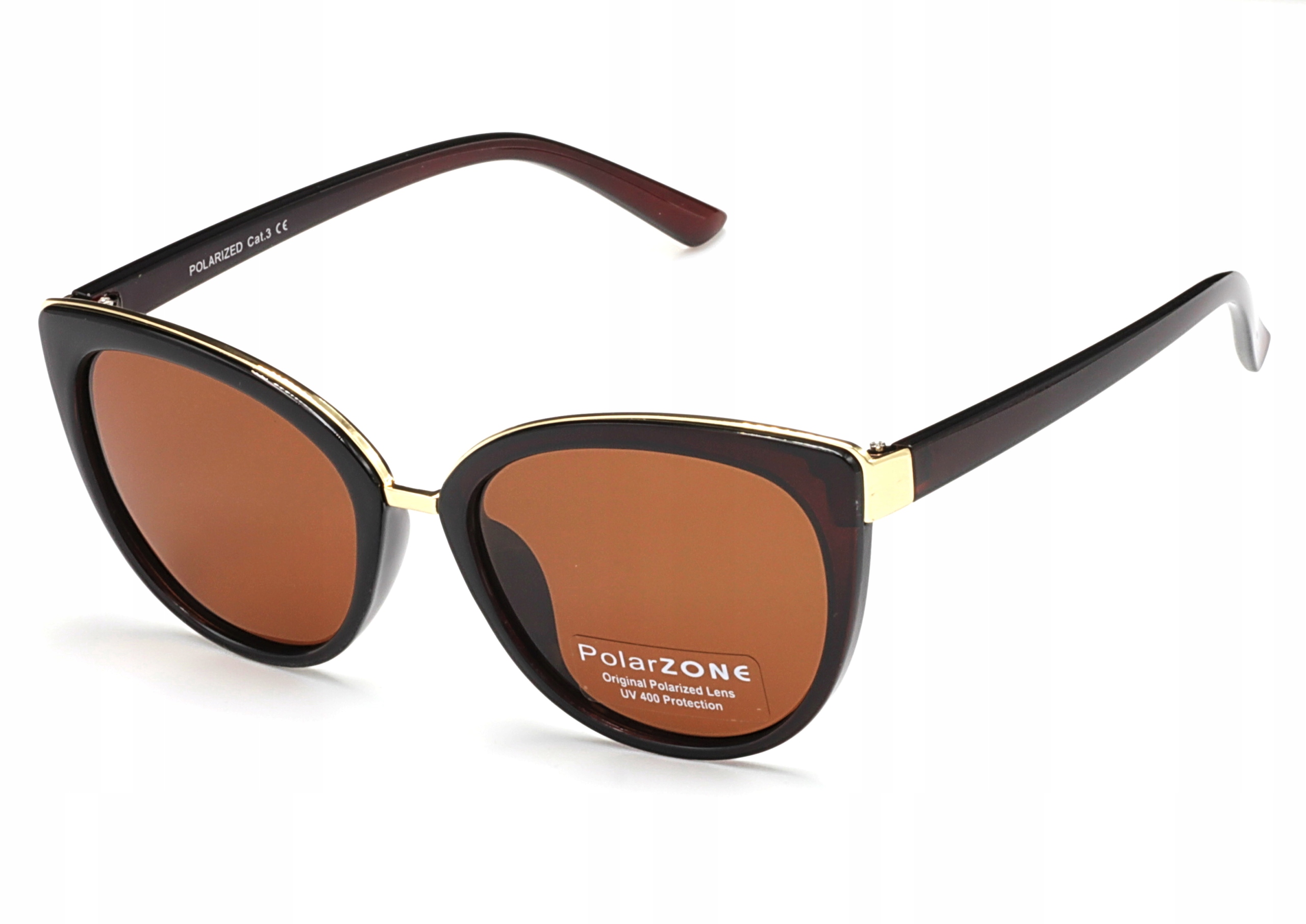 OKULARY PRZECIWSŁONECZNE DAMSKIE POLARYZACYJNE UV400 BRĄZOWE POLARZONE Marka PolarZONE