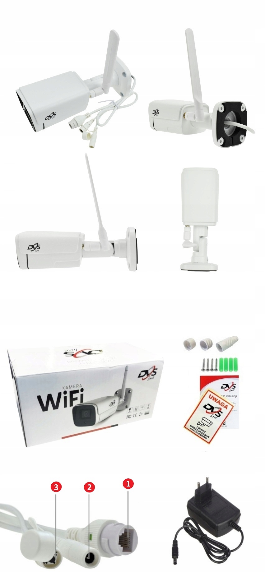 ZESTAW DO MONITORINGU 4 KAMERY WIFI 4Mpx ZEWNĘTRZNE SMART DYSK 1TB DVS Stan opakowania oryginalne