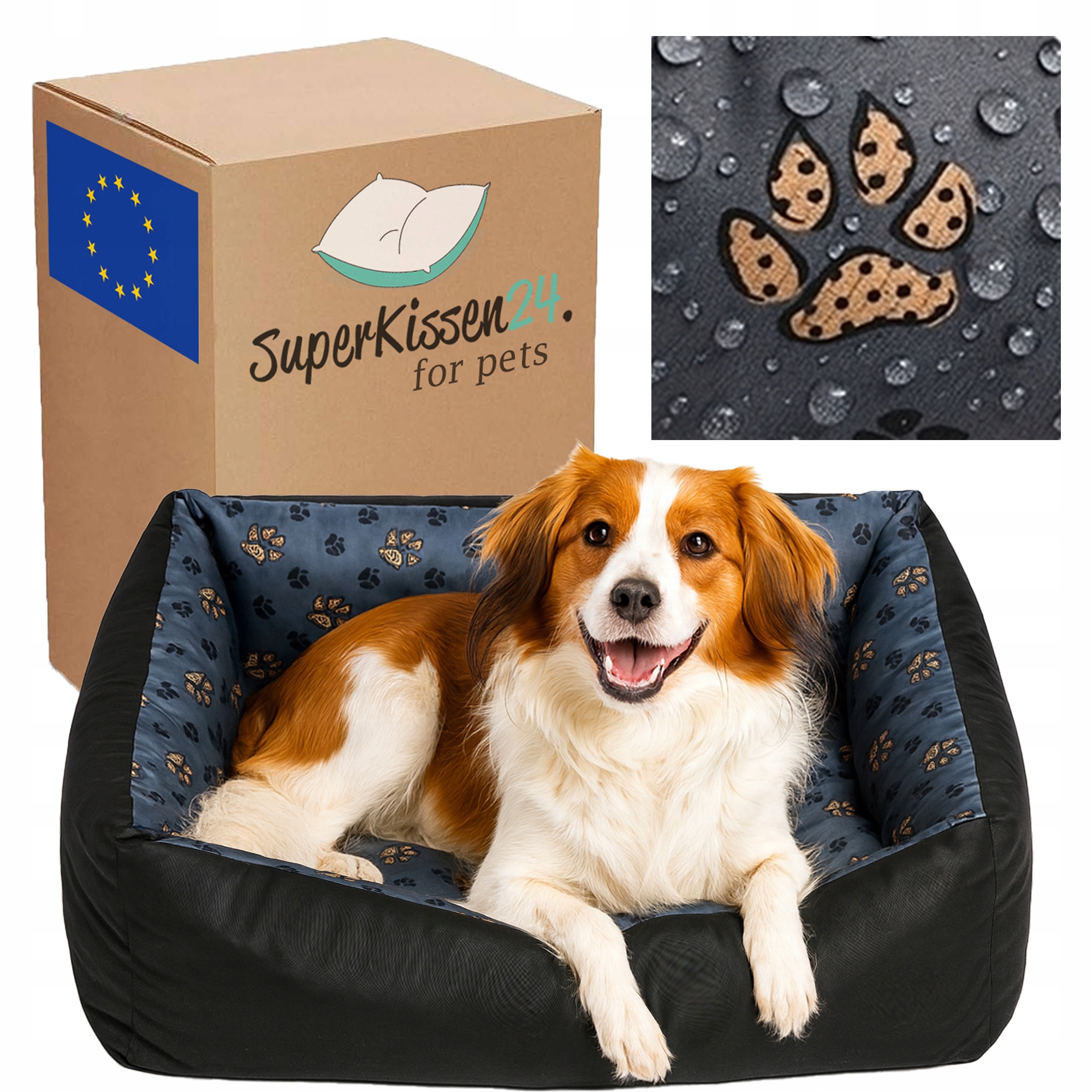 Voděodolné Pelíšek pro psa, měkká pohovka, pohodlné potah, tlapky 85x65