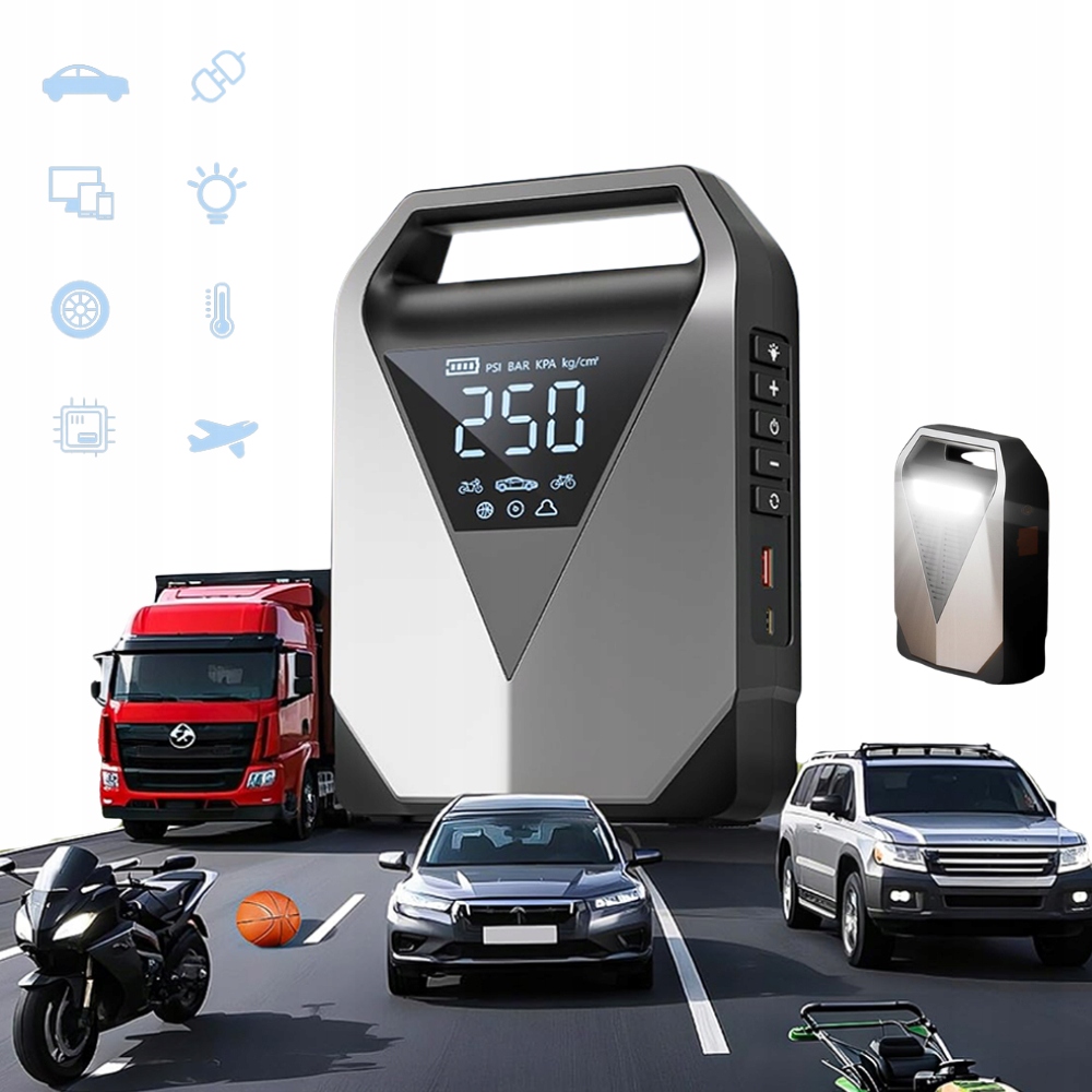 Start Do Auta Booster Akumulátoru Powerbanka Svítilna 99800 mAh