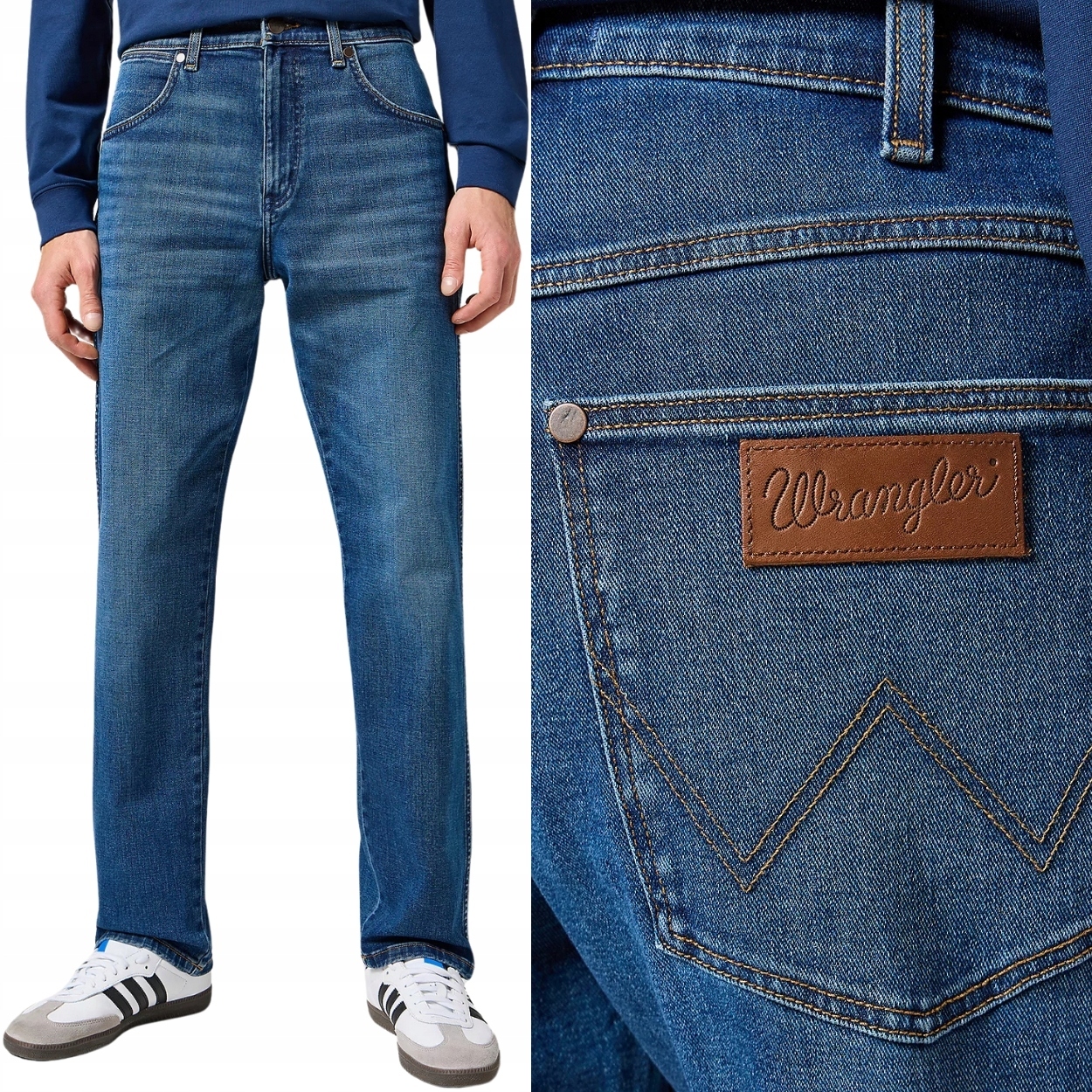 Wrangler Frontier Outlaw Indigo Džíny jednoduché volné džínové kalhoty W33 L34