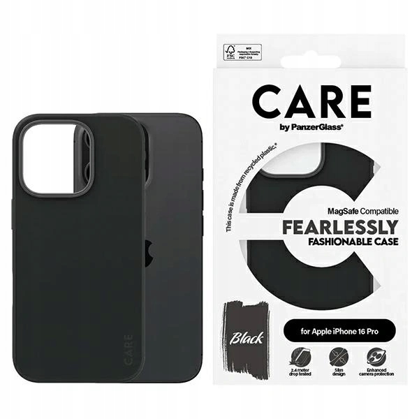 Pouzdro Care by PanzerGlass Fashion MagSafe pro Apple iPhone 16 Pro, černé