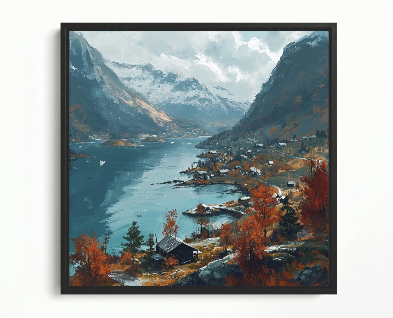 Obraz Rama American Box Krajina Skandinávie Norsko Fiord Hory Pohled 60x60