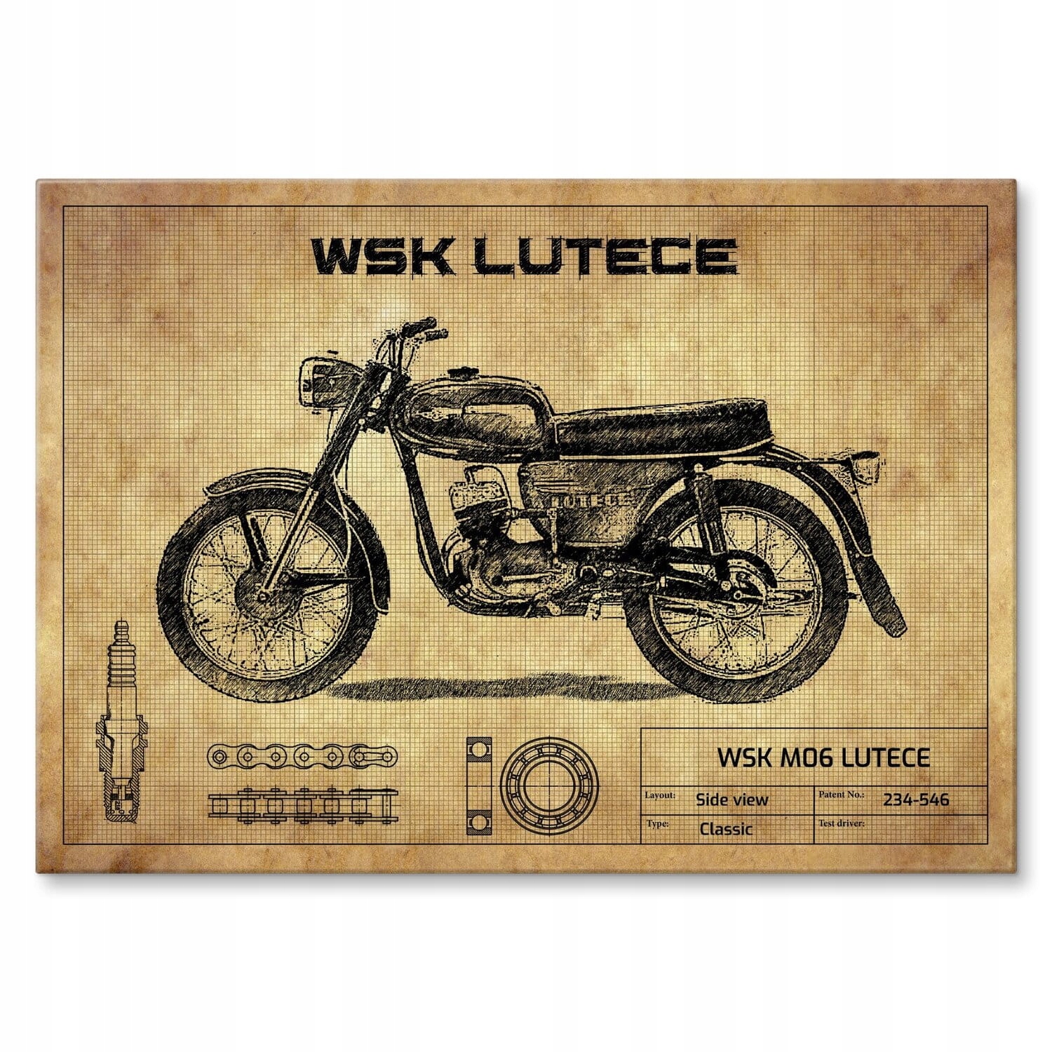 Kovový plech velký plakát dárek k narozeninám, výročí, motorka Wsk Lutece