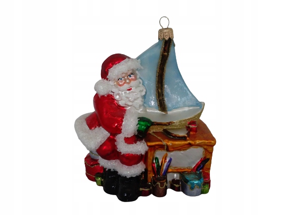 

Bombki Choinkowe Szklane Mikołaj z żaglówką11x14cm