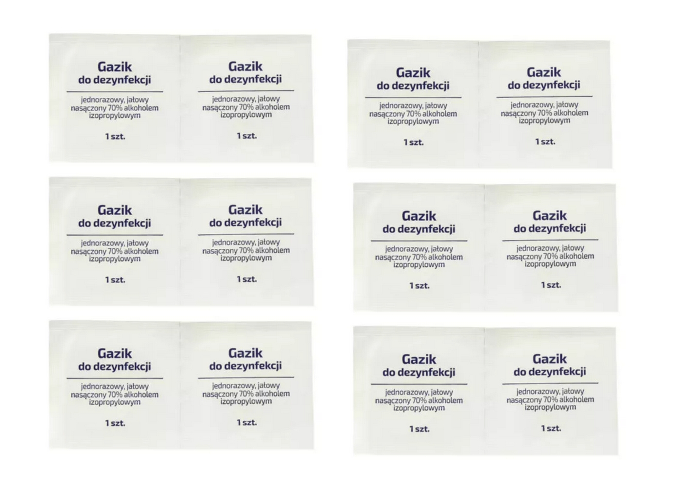 

Gaziki nasączone alkoholem 70% 12 szt.