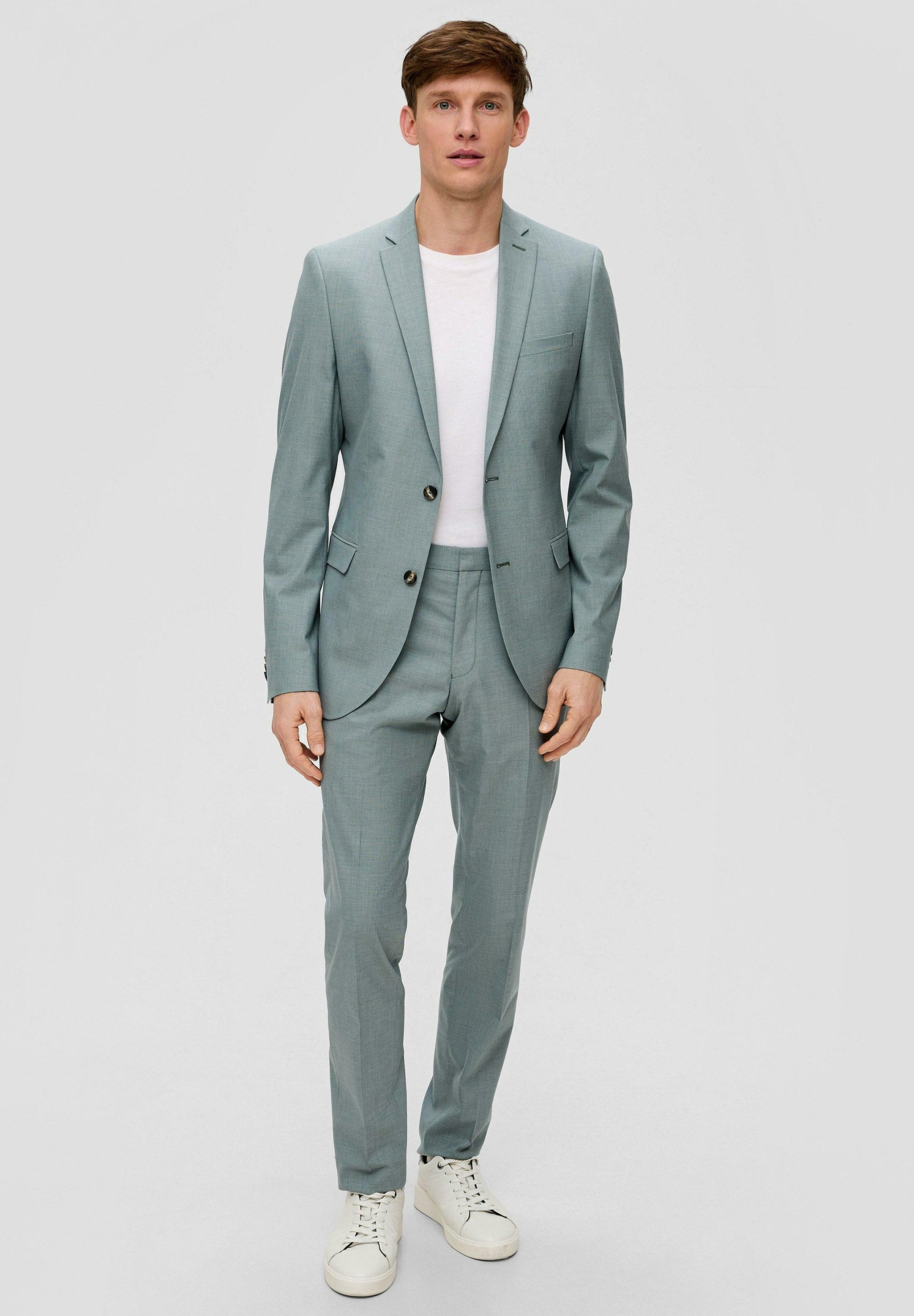S Oliver Pánské Zelené Sako Hladké Elegantní 52 6FA