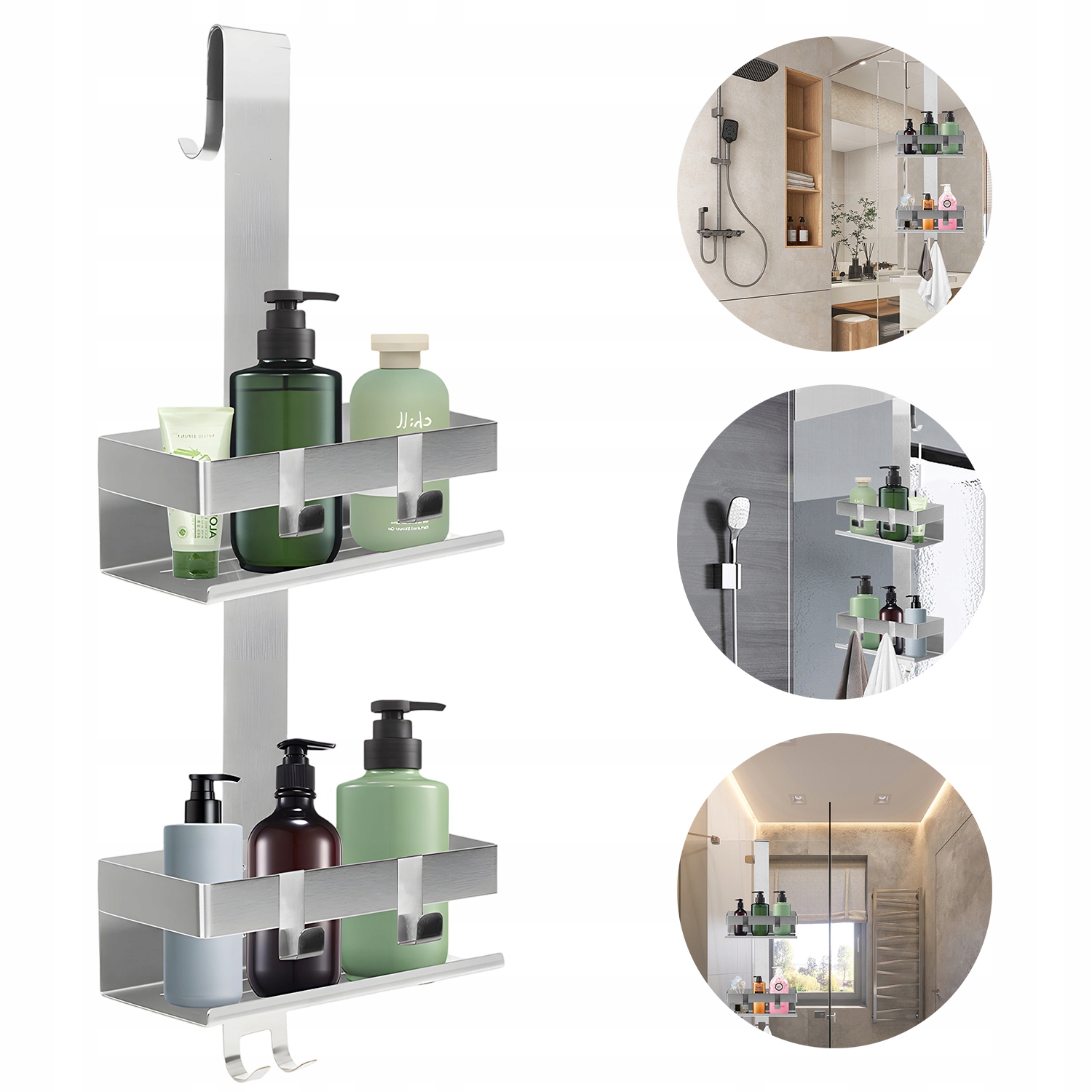 Univerzální Sprchová Polička Pro Zavěšení, Sprchový Regál Se 2 Koši