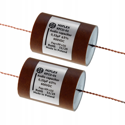 Měděný audio kondenzátor 0,33uF, 330nF 600V KPCU-01 Miflex 2 ks pár