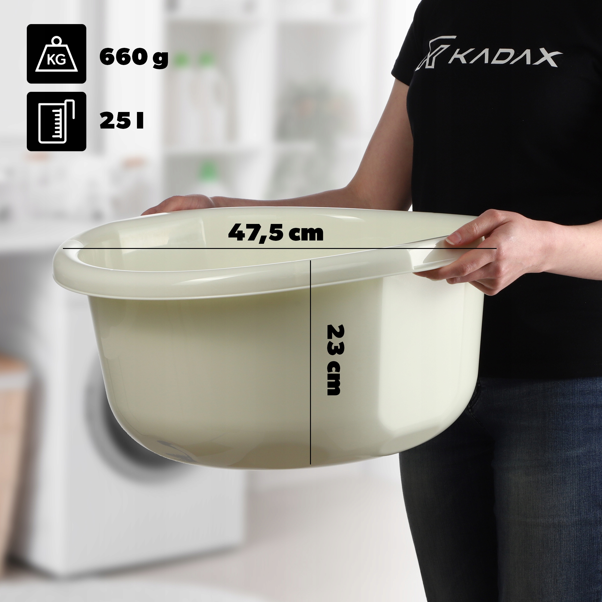 MISKA PLASTIKOWA 25L OKRĄGŁA MIEDNICA KREM Kod producenta K7963